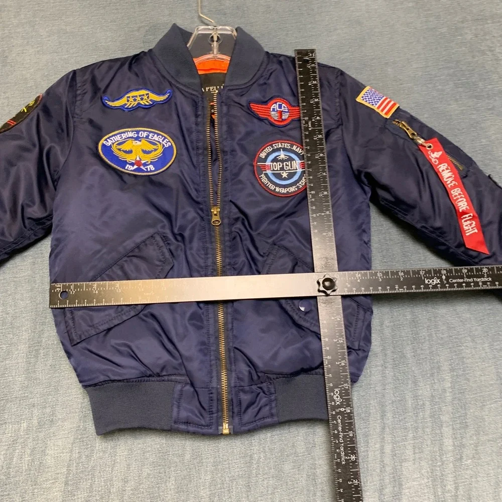 Da Fei Li Top Gun MA-1 Bomber Jacket Kids 6 Navy Blue Long Sleeve Full Zip